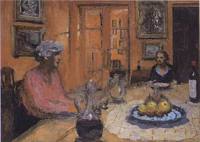 Madame Hessel och Lulu, i matsalen, rue de Naples - Édouard Vuillard