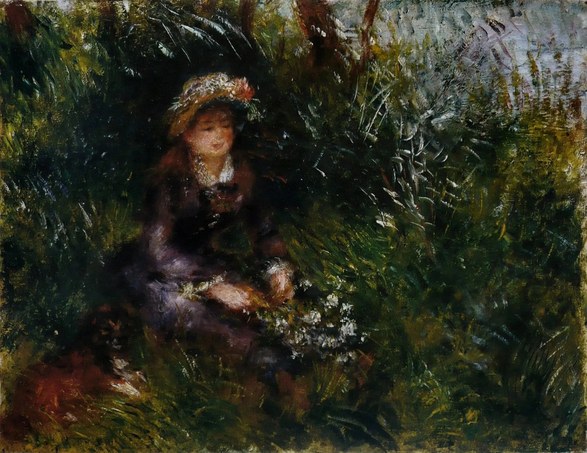 Madame Renoir au chien - Pierre-Auguste Renoir image 1 tableau peint à l’huile sur toile