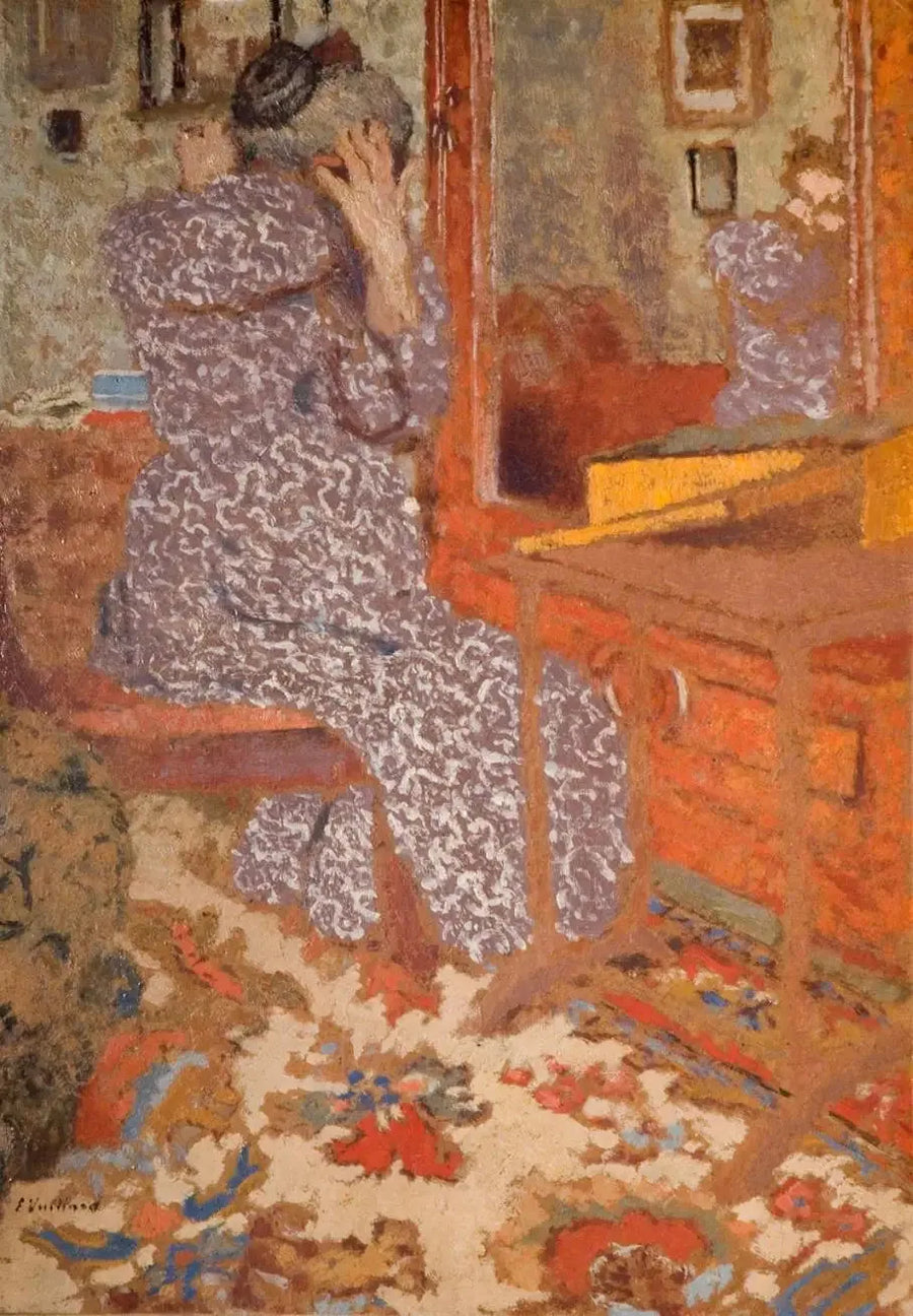 Madame Vuillard som fixar sitt hår - Édouard Vuillard