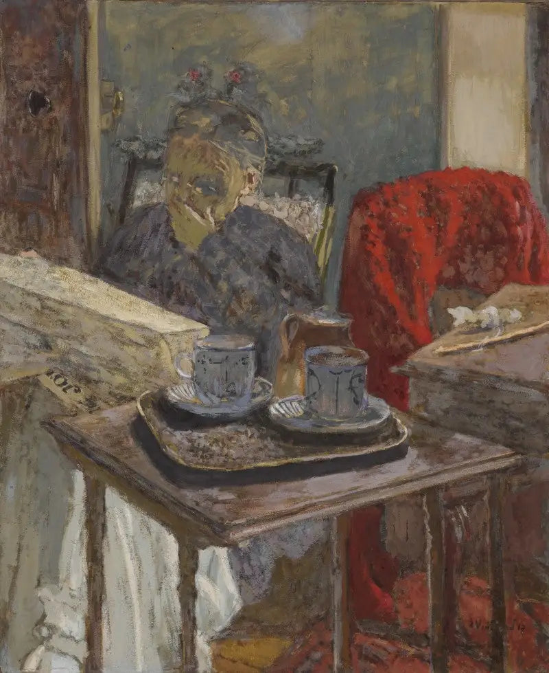 Madame Vuillard läser tidningen - Édouard Vuillard