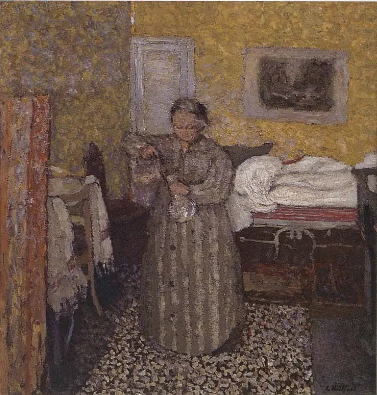 Madame Vuillard fyller en karaff - Édouard Vuillard