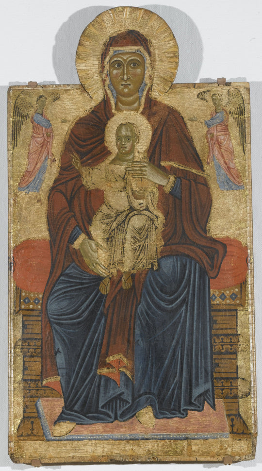 Madonna med barnet omgiven av två änglar - Master of the Bigallo Crucifix