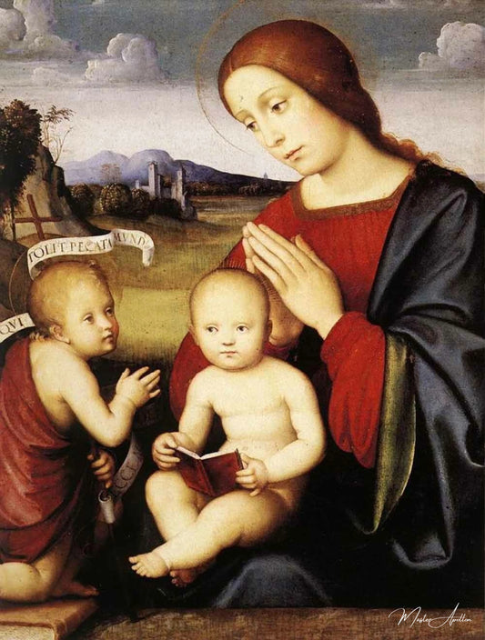 Madone et enfant avec l'enfant saint Jean Baptiste - Léonard de Vinci - Reproductions de tableaux et peintures haut de gamme