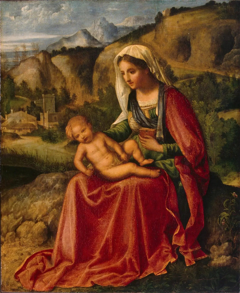Madonna med barn i landskap - Giorgione