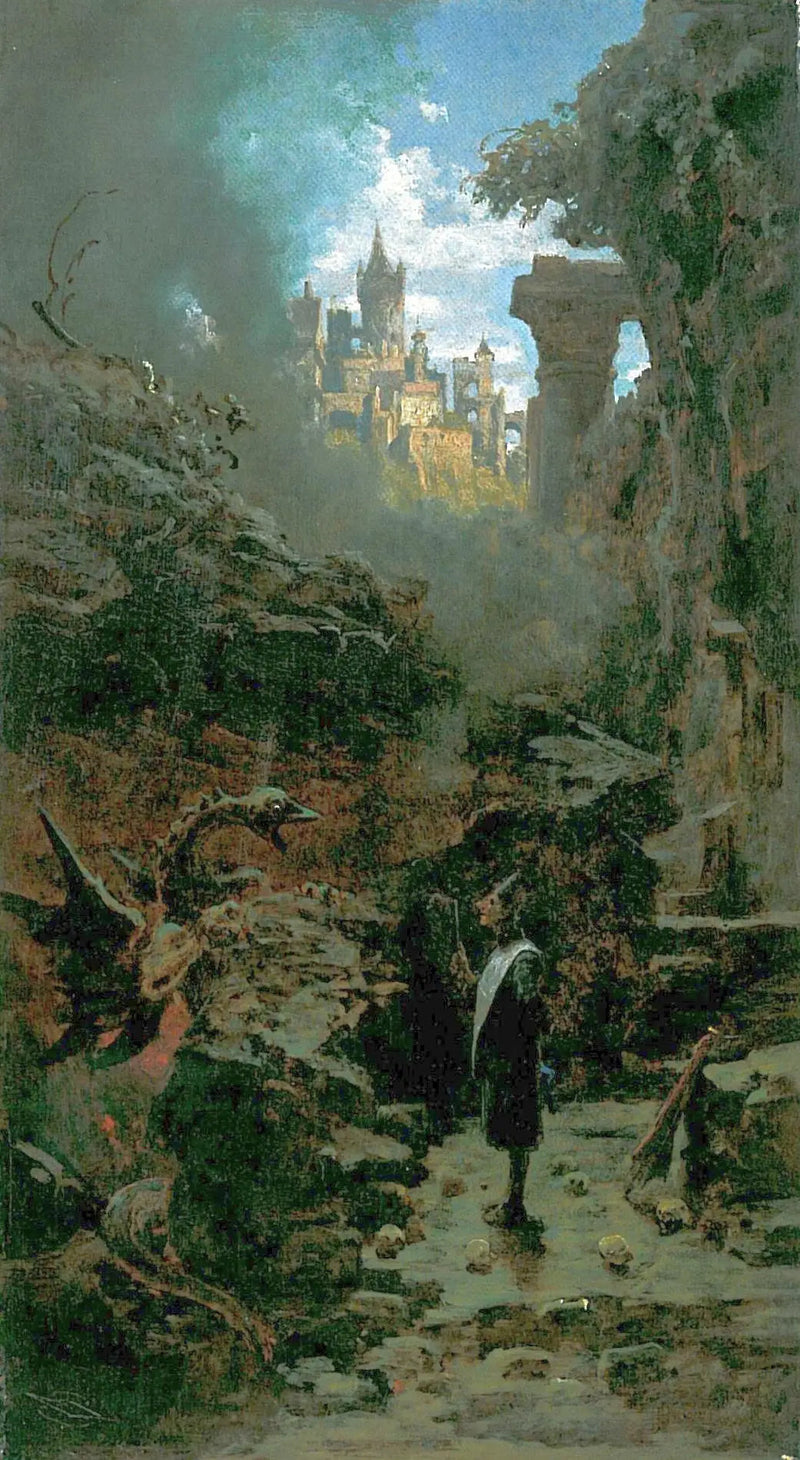 Magiker och drake - Carl Spitzweg