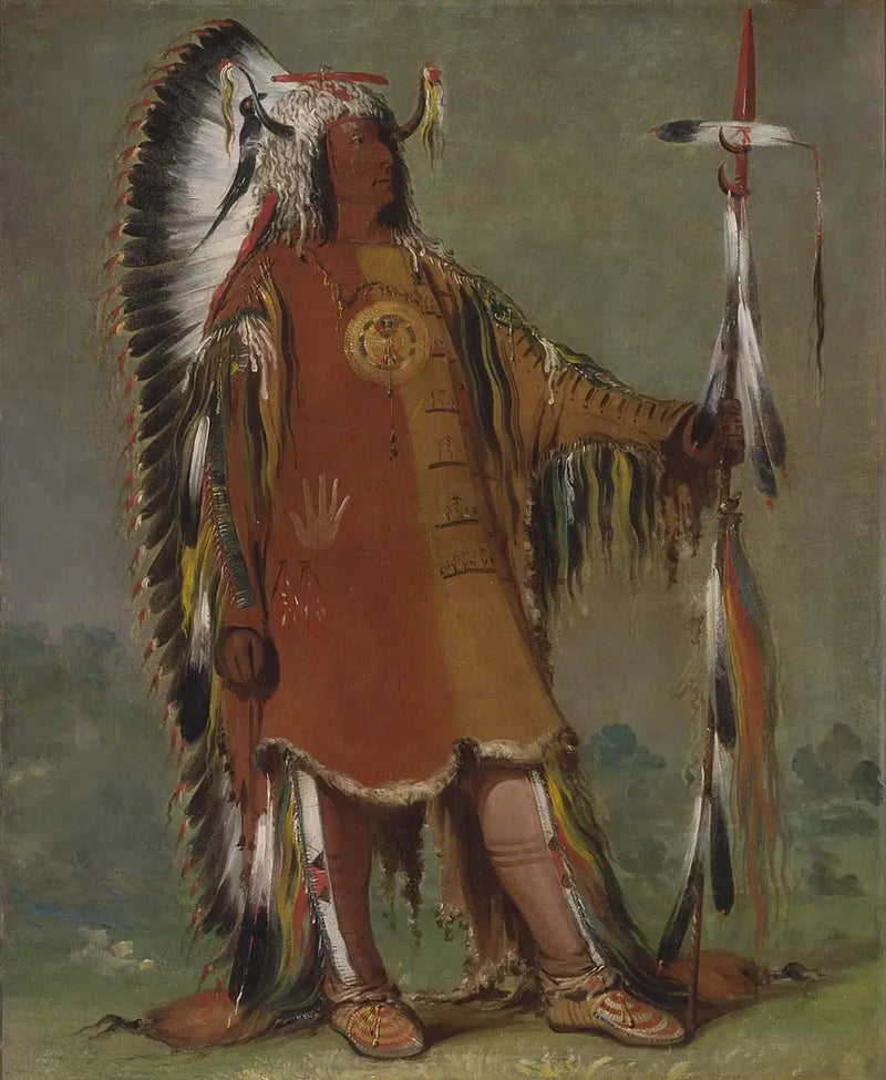 Máh-to-tóh-pa, Fyra Björnar, Andra Chefen, i storslagen dräkt - George Catlin