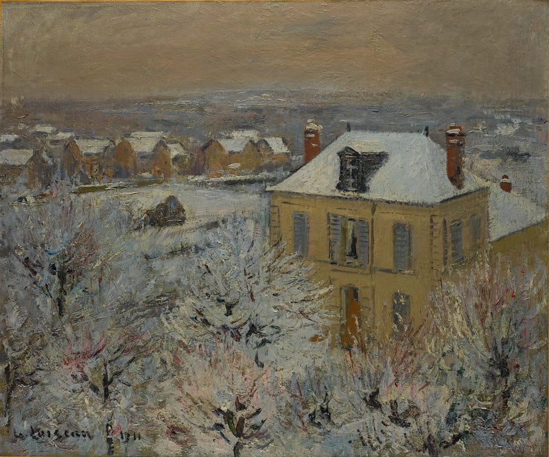 Hus på vintern - Gustave Loiseau