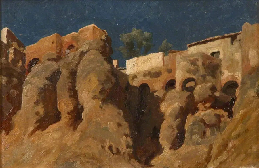 Hus på toppen av en klippa i Medelhavet (kanske på Capri) - Frederic Leighton
