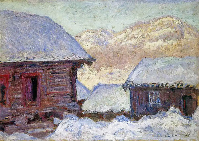 Hus i snön och berget Kolsaas - Claude Monet