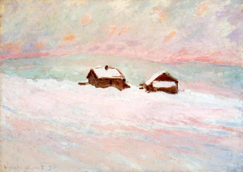 Hus i snön, Norge - Claude Monet