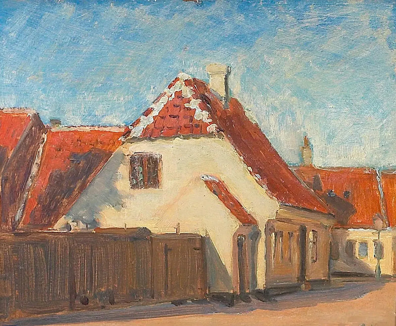 Gula hus i Skagen. - Peder Severin Krøyer