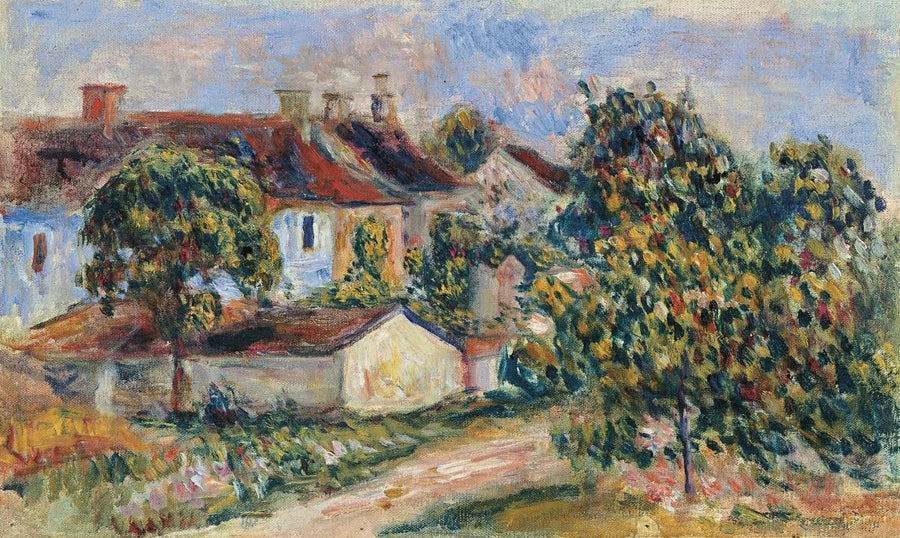 Byhus, röda tak (Essoyes) - Pierre-Auguste Renoir