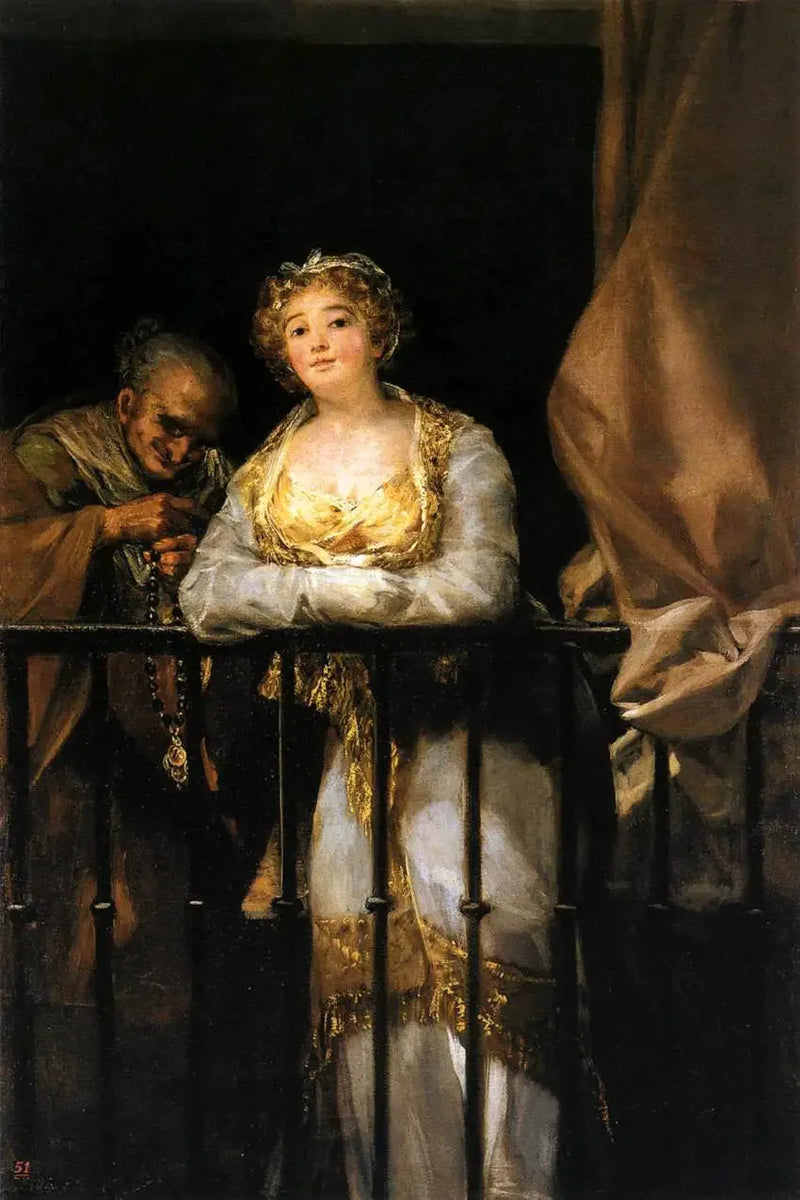 Maja och Célestine på balkongen - Francisco de Goya