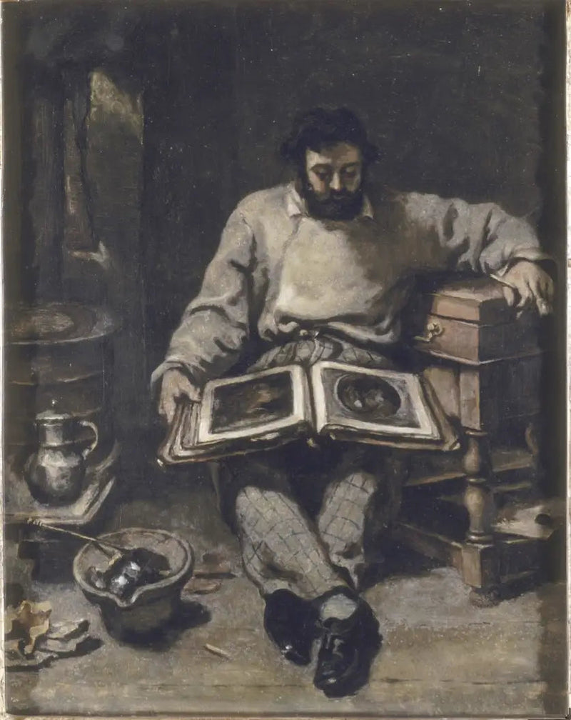 Marc Trapadoux som granskar en litografi - Gustave Courbet