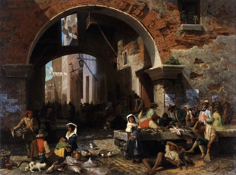 Romersk fiskmarknad. Octaviusbågen - Albert Bierstadt