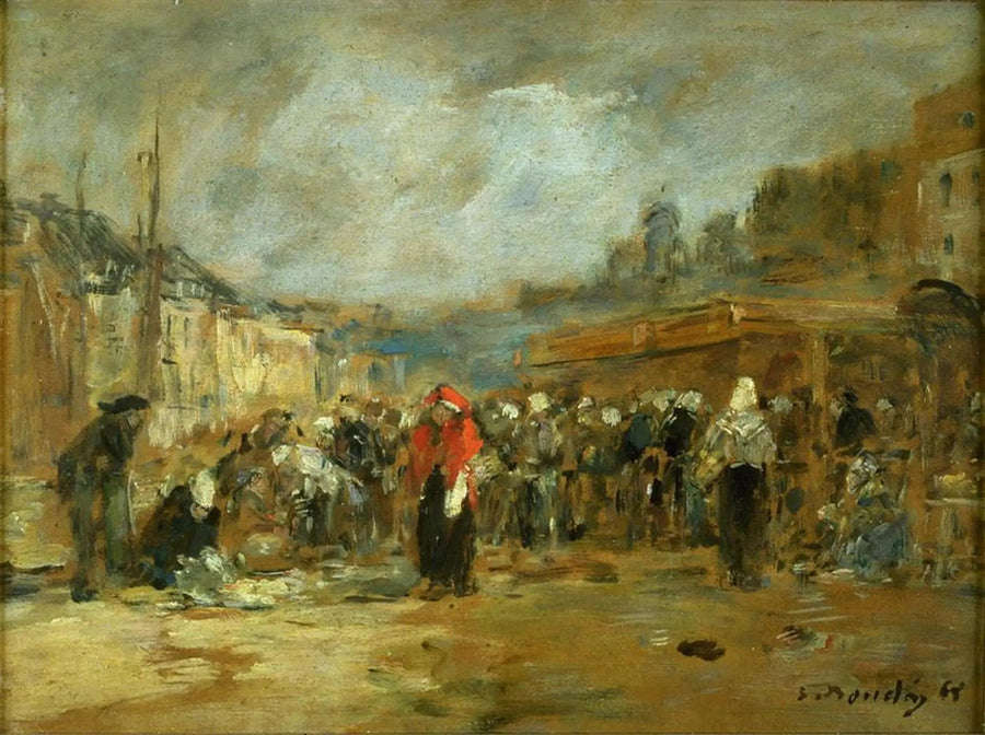 Fiskmarknad, Honfleur - Eugène Boudin