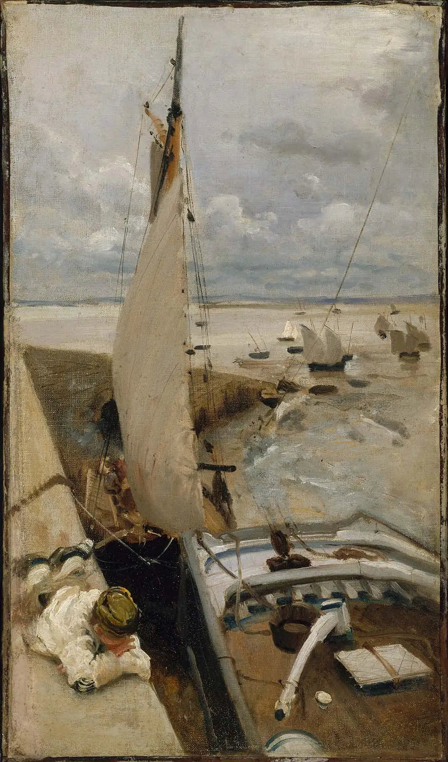 Lågvatten vid hamnen i Cancale - John Singer Sargent