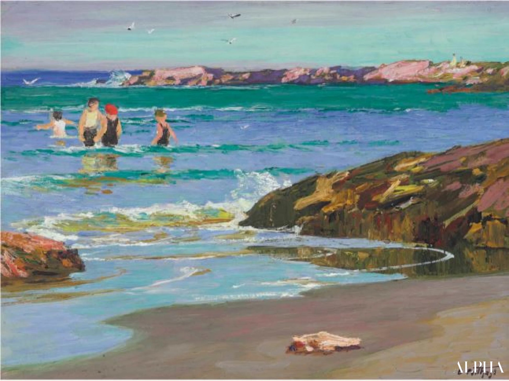 Low Tide - Edward Henry Potthast - High-end reproductions of paintings and artworks