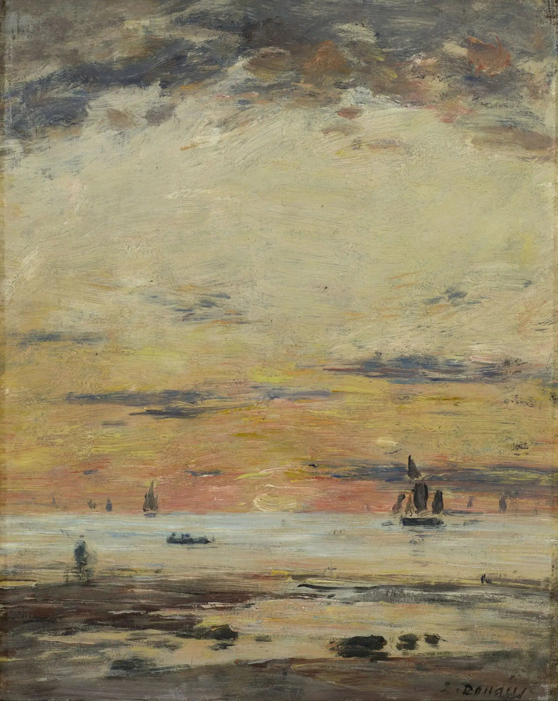 Lågvatten solnedgång - Eugène Boudin