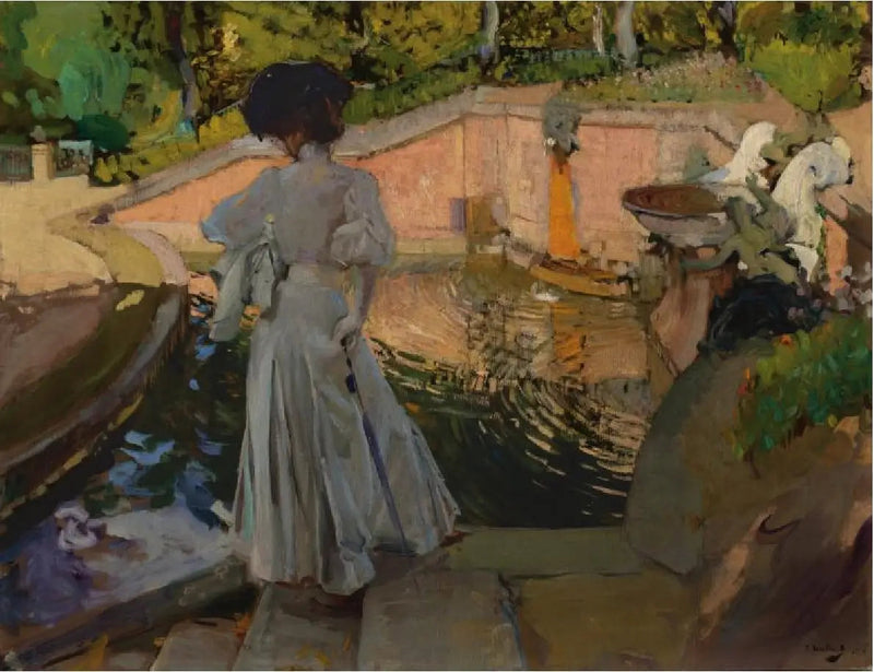 Maria tittar på fiskarna. Ferme - Joaquín Sorolla