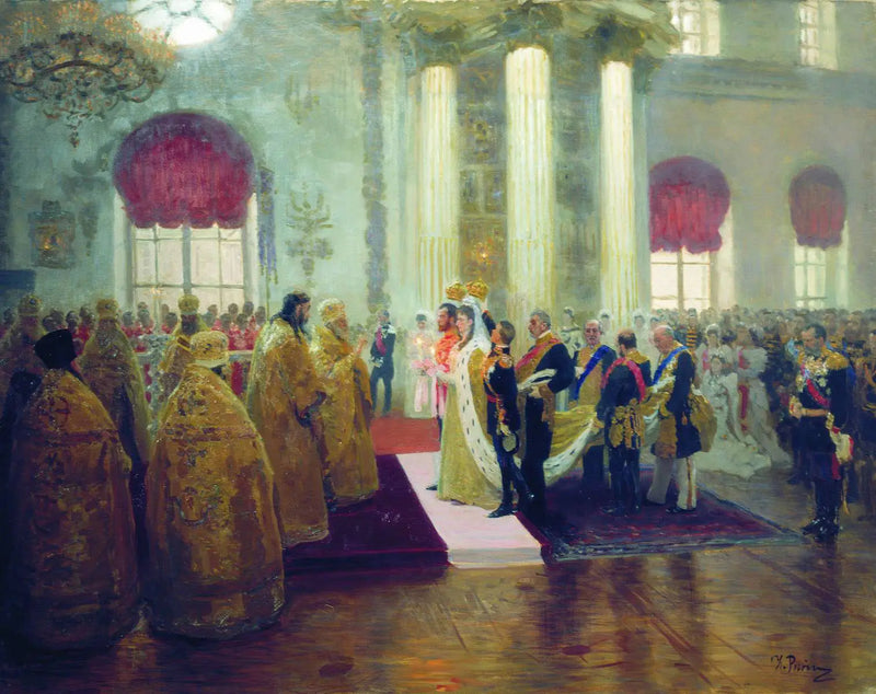 Bröllopet mellan Nicolas II och storhertiginnan Alexandra Feodorovna. - Ilya Repin