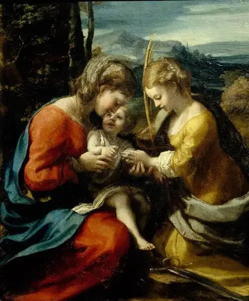 Mystisk äktenskap av Heliga Katarina av Alexandria (Capodimonte-museet) - Antonio da Correggio