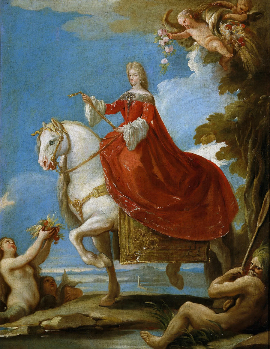 Marie-Anne de Neubourg, spansk drottning, till häst - Luca Giordano