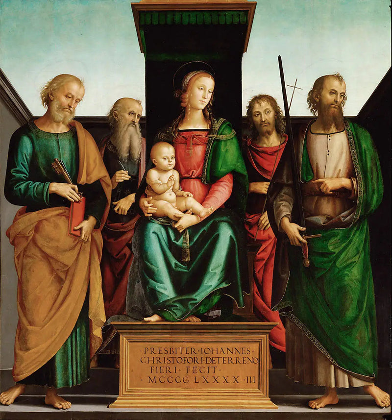 Marie med barnet och de fyra helgonen - Pietro Perugino