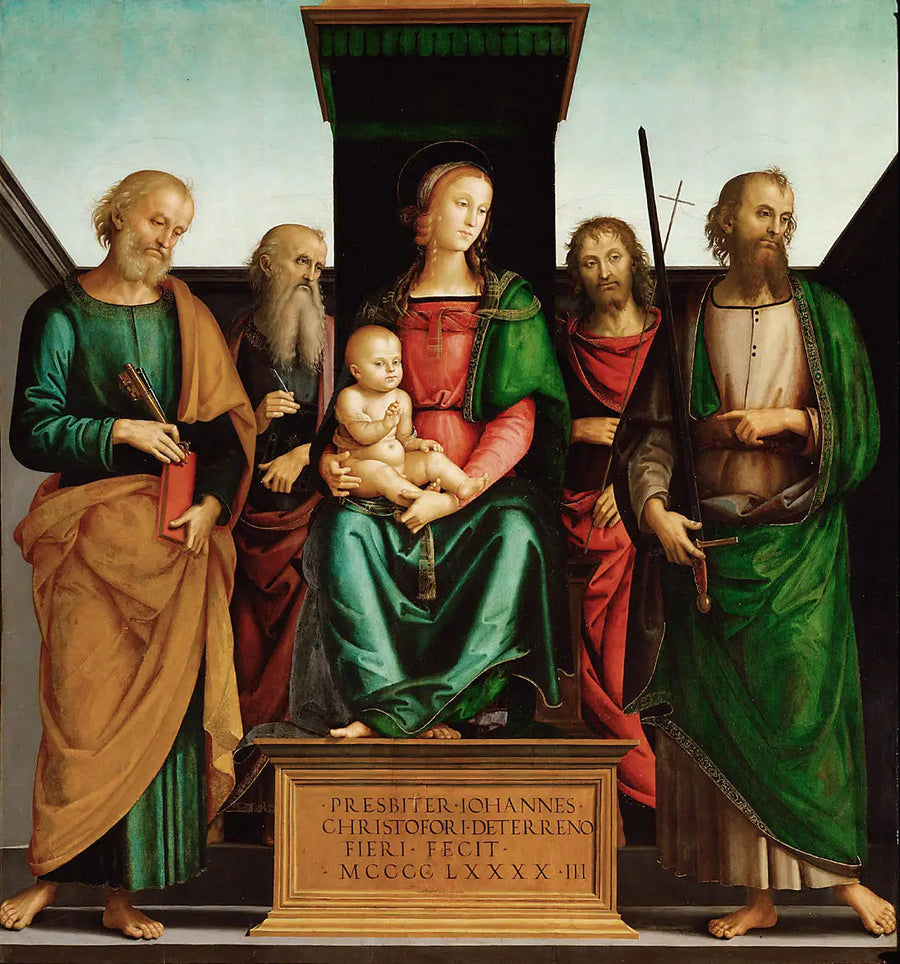 Marie med barnet och de fyra helgonen - Pietro Perugino