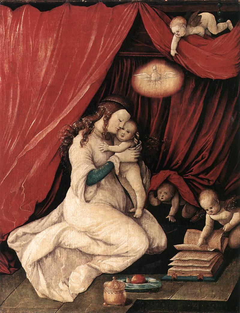 Marie med Jesusbarnet i ett rum - Hans Baldung Grien