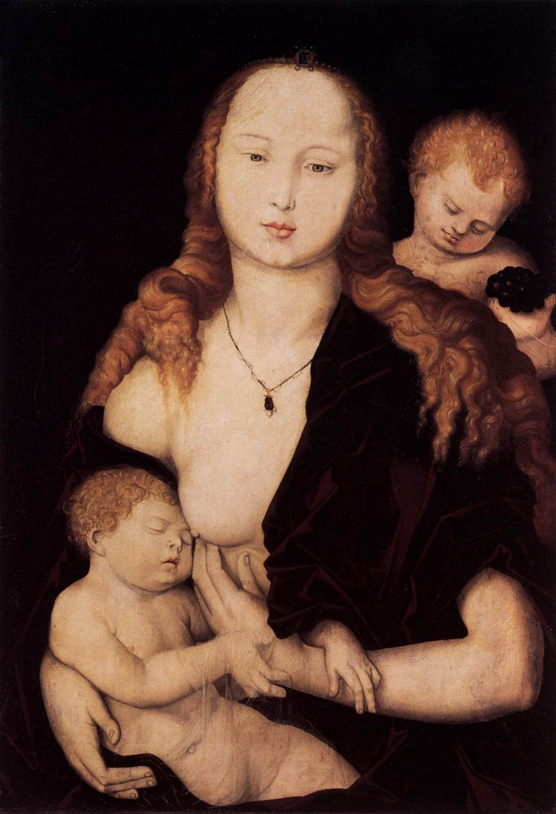 Marie med Jesusbarnet och en ängel - Hans Baldung Grien
