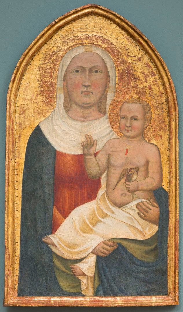 Marie och barnet Jesus med en fågel i handen - Francesco Traini