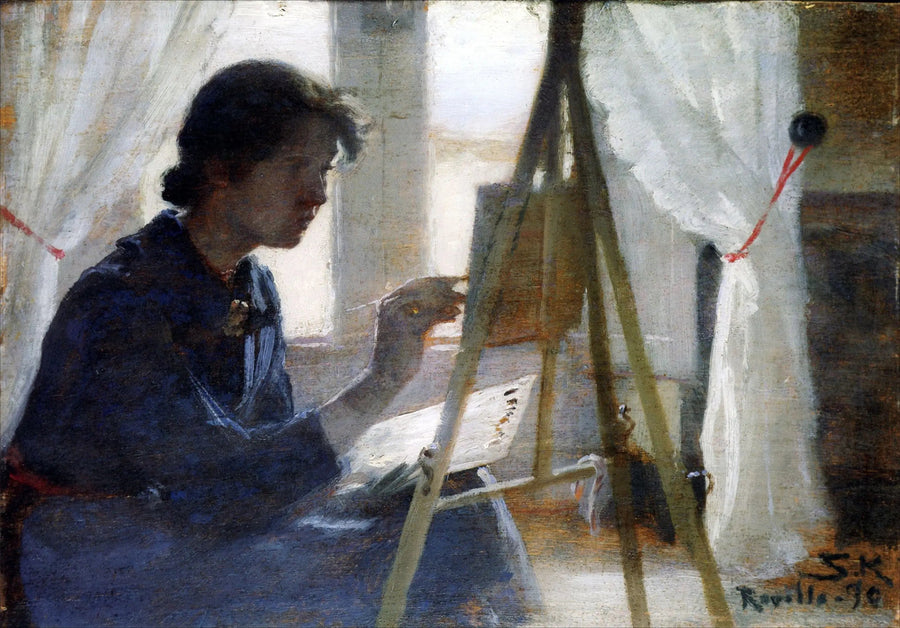 Marie Kroyer målar i Ravello - Peder Severin Krøyer