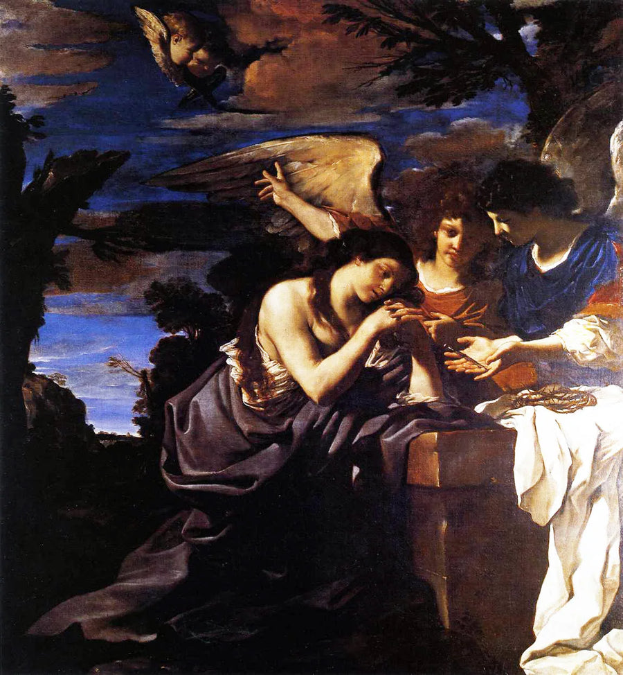 Marie Madeleine med två änglar - Guercino