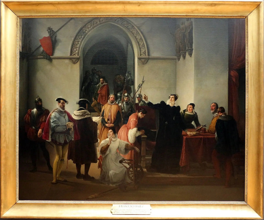 Marie Stuart protestant av sin oskuld vid läsningen av sitt dödsdomen - Francesco Hayez
