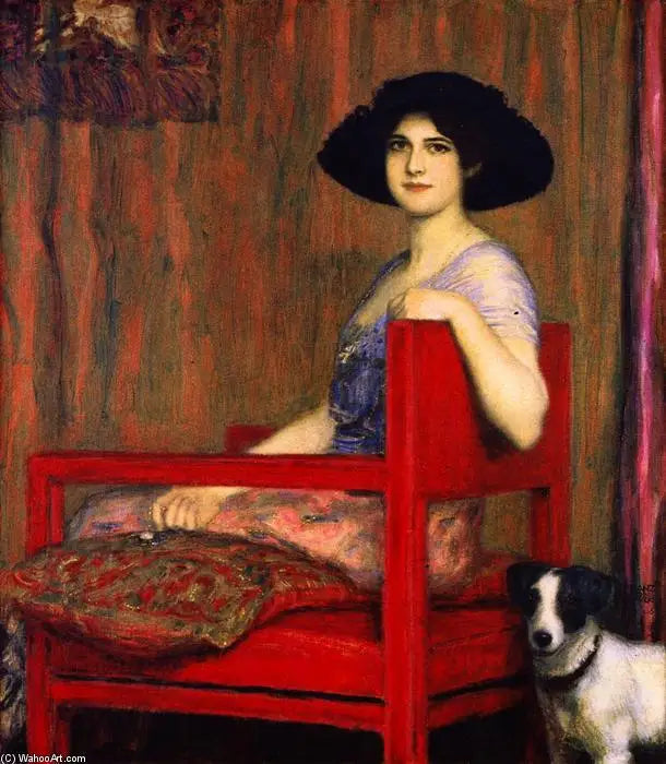 Marie på en röd stol - Franz Von Stuck
