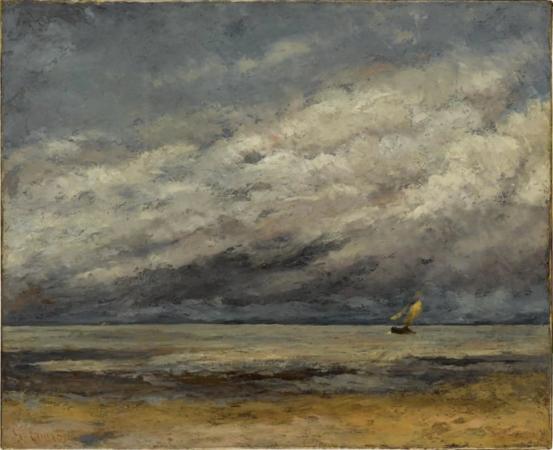 Marin med segelbåt närmar sig stormen - Gustave Courbet