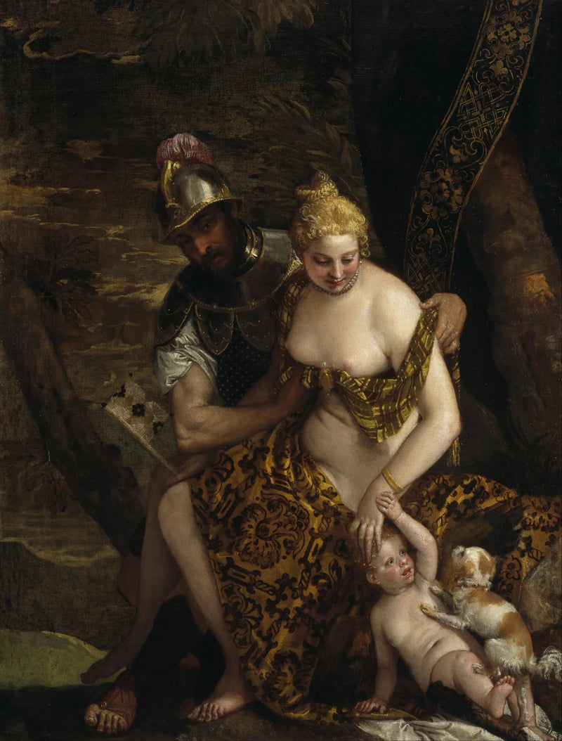 Mars som avkläder Venus med Cupido och en hund - Paul Véronèse