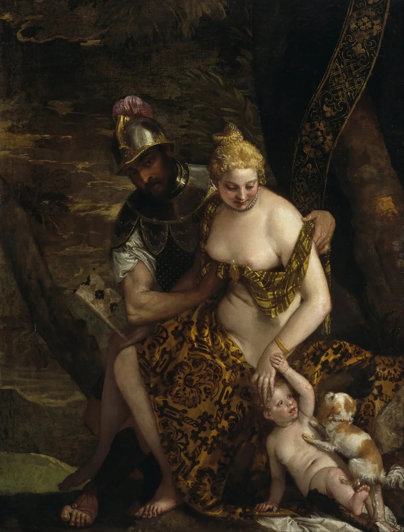 Mars som avkläder Venus med Cupido och en hund - Paul Véronèse