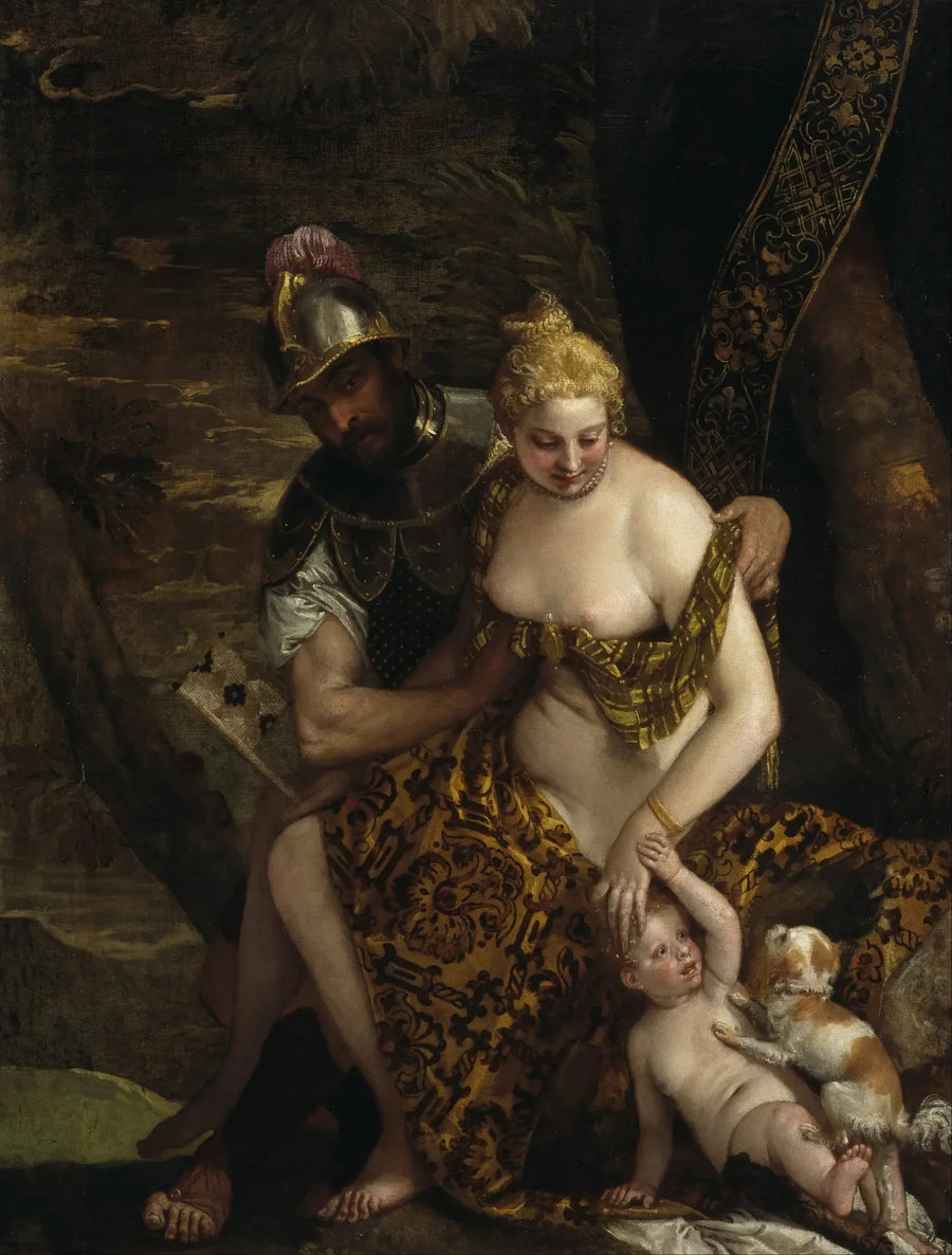 Mars som avkläder Venus med Cupido och en hund - Paul Véronèse
