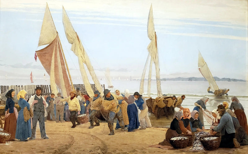 Morgon i Hornbæk. Fiskarna är på väg tillbaka - Peder Severin Krøyer