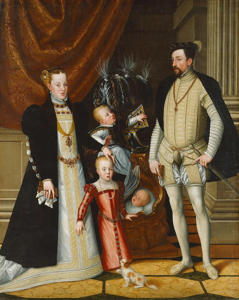 Maximilian II, hans fru och tre barn - Giuseppe Arcimboldo