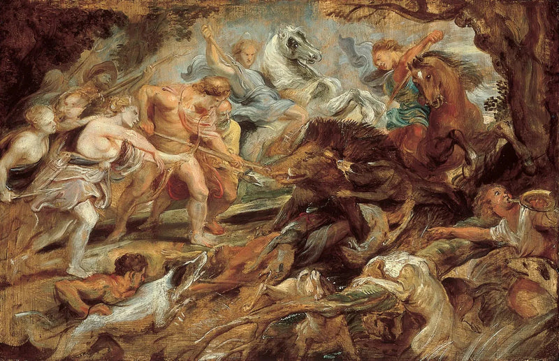 Meleager och Atalanta och jakt på vildsvinet i Calydon - Peter Paul Rubens