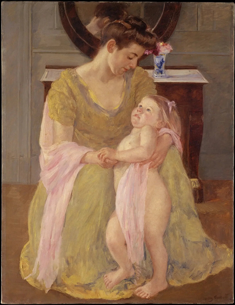 Mor och barn med en rosa scarf - Mary Cassatt