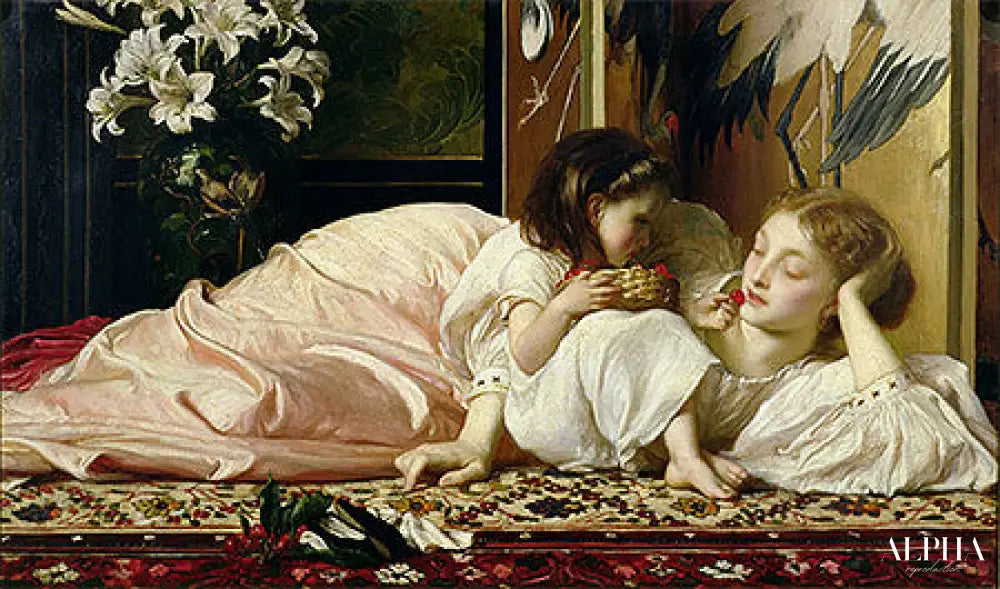 Mère et enfant (Cerises) - Frederic Leighton Reproductions de tableaux à la peinture à l’huile