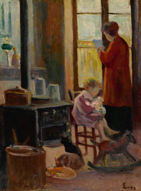 Mor och barn i köket - Maximilien Luce