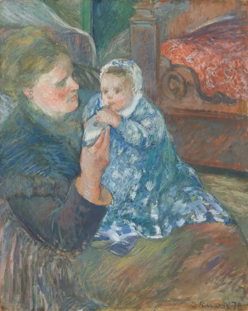 Mor och barn (Julie Pissarro och sonen Ludovic-Rodolphe kallad Rodo) - Camille Pissarro
