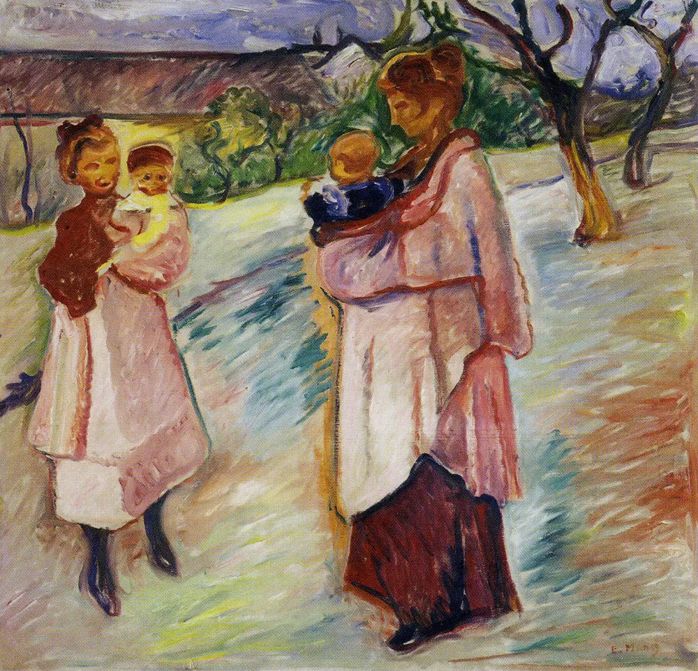 Mères avec Enfants, Thuringe - Edvard Munch image 1 copie de tableau peinte à la main