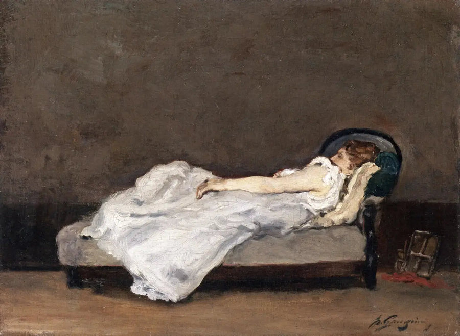 Mette Gauguin som sover på en soffa - Paul Gauguin