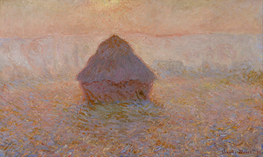 Kvarn, sol i dimma - Claude Monet